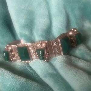 RARE Vintage Green Onyx Sterling TAXCO Women's Bracelet